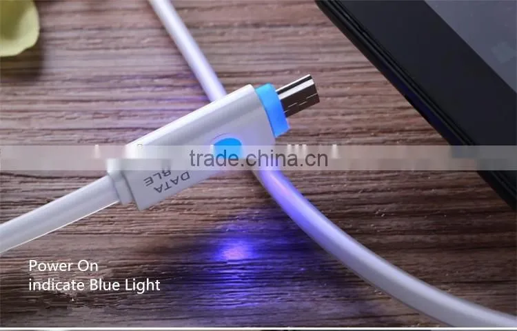 Ultra Thin USB Cable for Mobile Phone Soft USB Data Transfer Cable Charger with LED Light