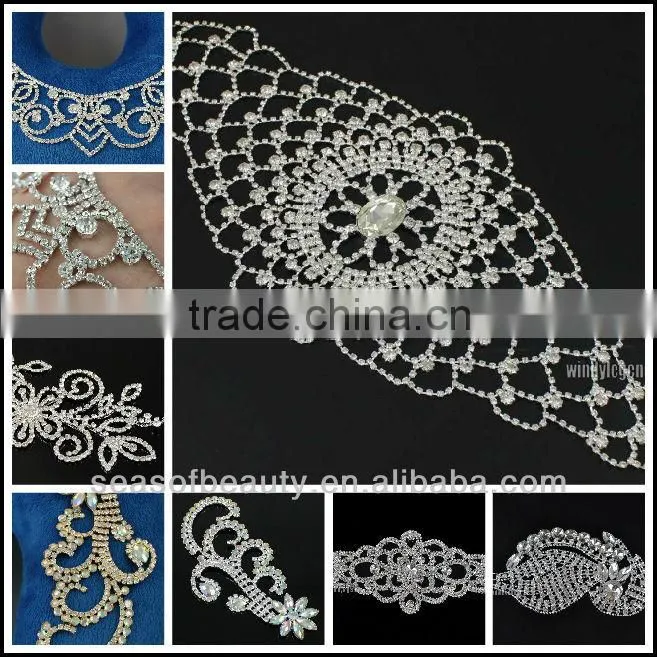 Five Parts Hot Bling Diamonde Bikini Silver Rhinestone Connectors Made in China B01721Y