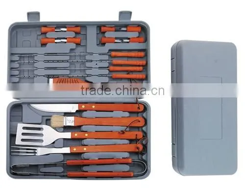 18pcs stainless steel barbecue tool with aluminium case