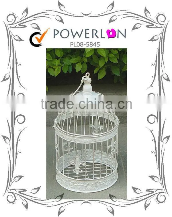 Antique white Metal Outdoor Set Of 2/S Round Wrough Iron Bird Cage For Wedding Decoration PL08-5845