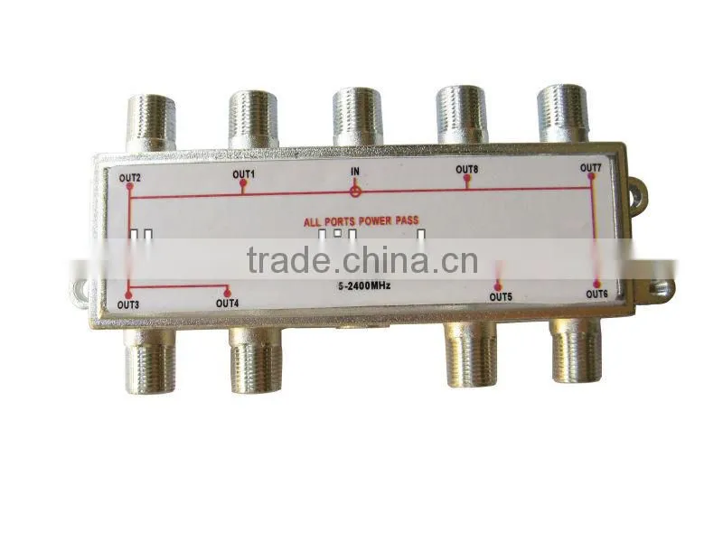 5-2400MHz 2 way satellite splitter all ports power pass tv antenna splitter