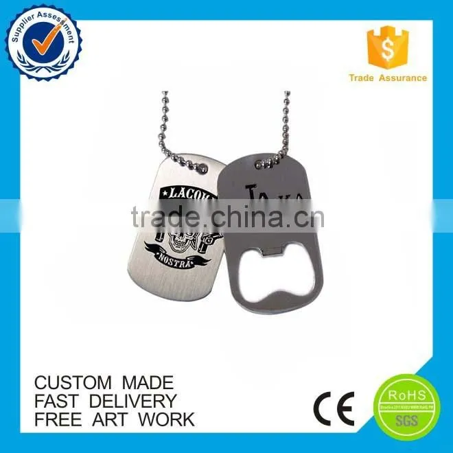 Fashion design bottle opener custom metal dog tags