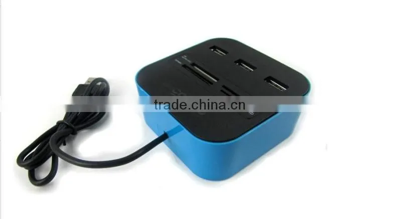 All in One Multi-card Reader with 3 Ports USB 2.0 Hub card Reader Combo usb Hub For SD/MMC/M2/MS