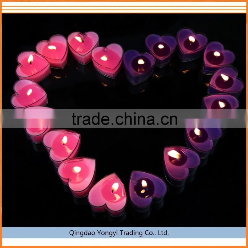 muti-colored tealight candle/heart shaped tealight for wedding decoration
