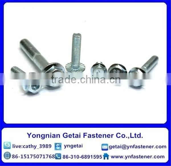 Hexagon head flange bolts , DIN933/931 H.D.G / Galvanized with black /yellow zinc plated/blue white