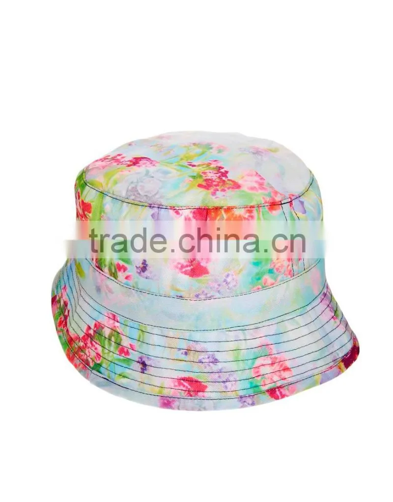 2014 streetwear flower bucket hat wholesale custom floral print bucket hat