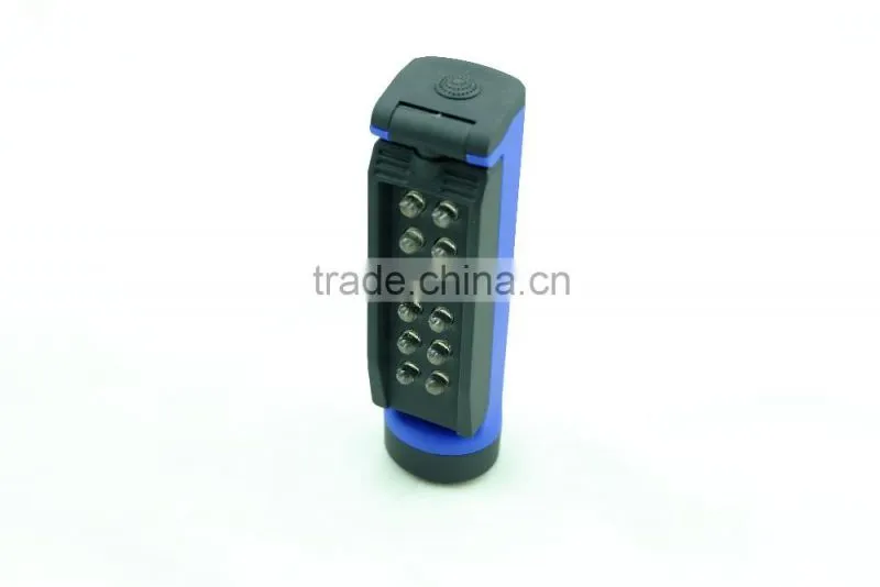 12 LED Work Torch Light Universal rotating 4*AAA battery Work Lamp Magnet Plastic