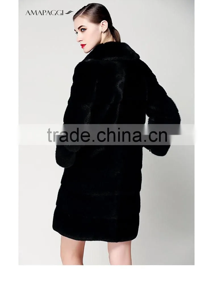 2015 popular winter real mink fur coat for womens