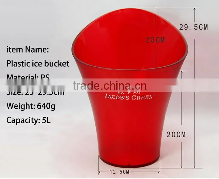 2014 Hot Custome Clear Plastic Wine Ice Buckets Wholesale for beer promotion