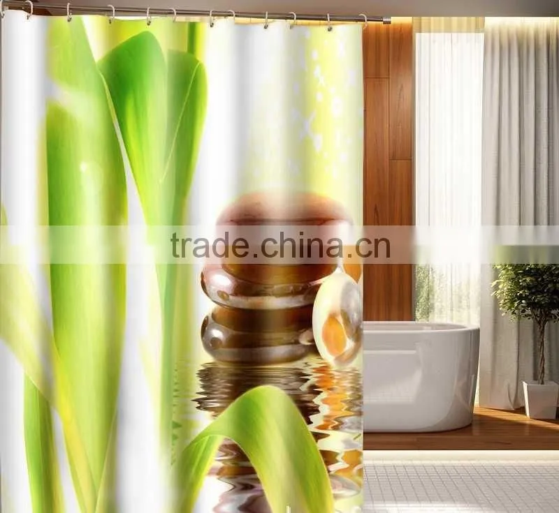Digital Printed Green Plants Shower Curtain