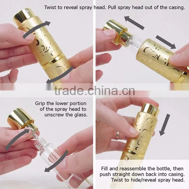 Hot sell aluminum portable twist perfume atomizer