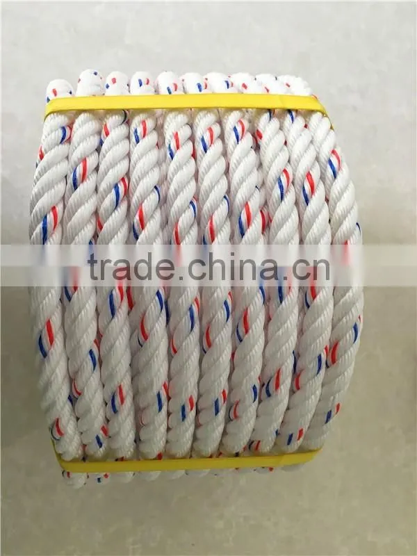 Cheapest PP Polypropylene Warning Rope For Sale White With Red And Blue Tracer