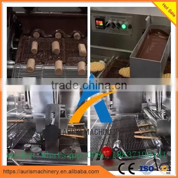 small model chocolate cookies, candy enrober machine