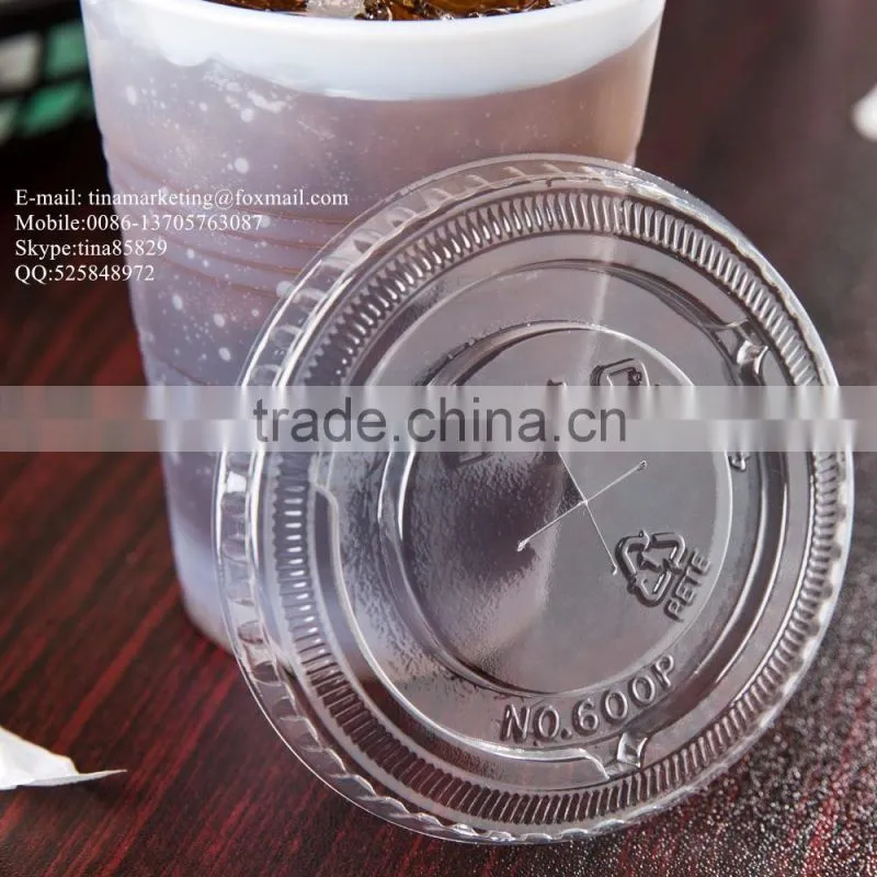 9-10 oz. Clear Flat PS Plastic Lid with Straw Slot for Cold Drink Cup China Manufactory Price