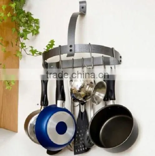 Spinner Hanging Metal Wall Mount Pot Rack Kitchen Shelf