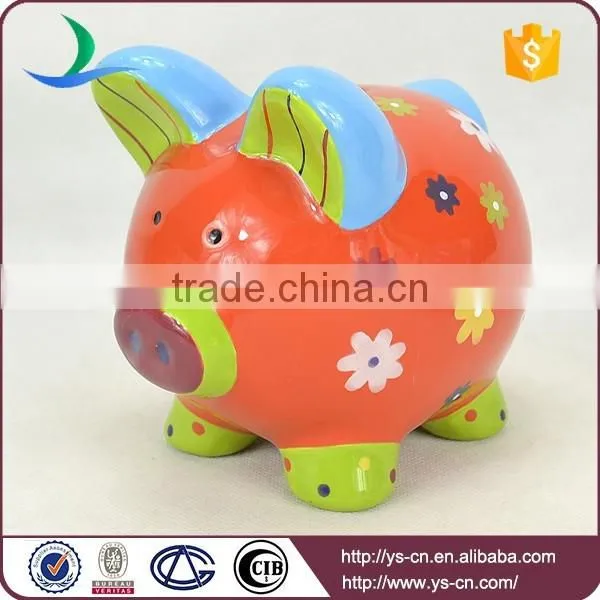 YScb-1 Wholesale hand paint ceramic piggy bank for kids