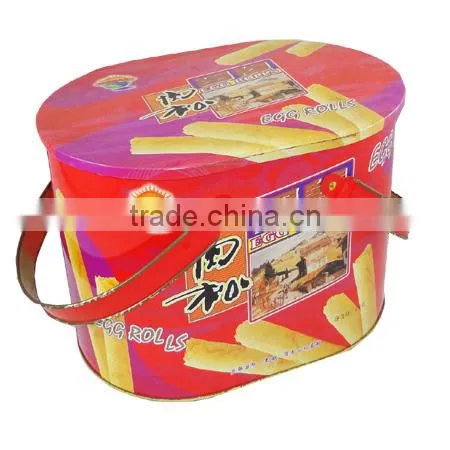 hot sale colorful oval cookie tin box with handle