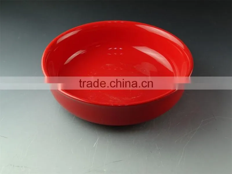 Wholesale Red glazed ceramic round bake plate for daily use