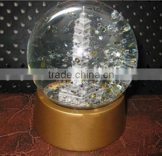 Resin building acrylic unique traditional japan souvenirs snow globes