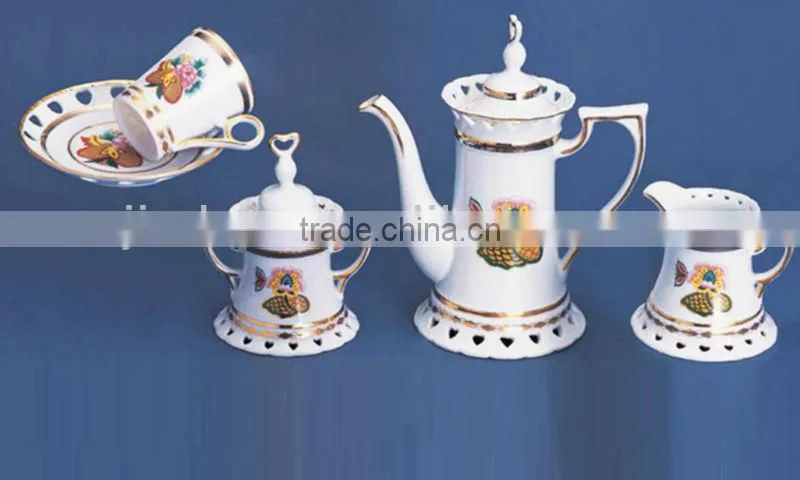 porceain tea set with gold
