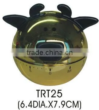 Golden color plastic bull shape countdown mechanical timer/kitchen timer