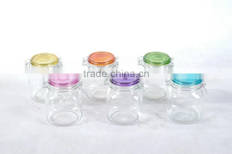 square mini leak-proof glass candy jar with clamp lid for souvenir