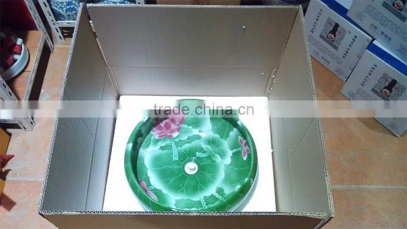 Lotus painted bathroom ceramic sinks