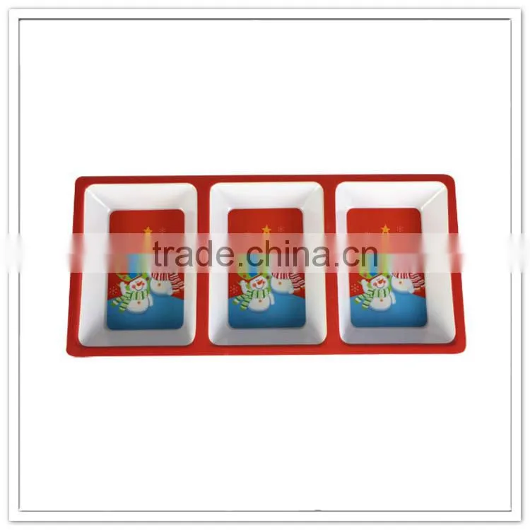 Christmas festival products three chips use colorful rectangle holiday divider bowl