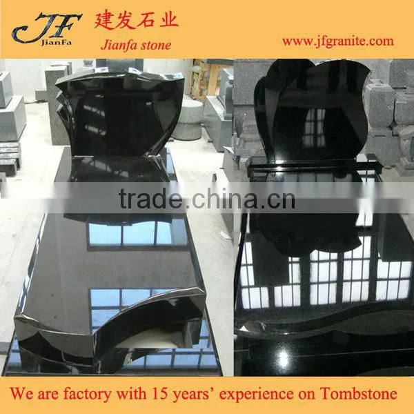 Western Style Large Absolute Black Granite Headstone For Sale