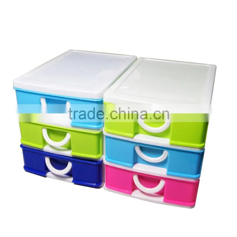 ECO-friendly 3 tier desktop mini stackable storage plastic drawer