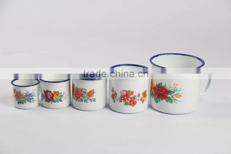 6/7/8/9/10/12cm GREEN carbon steel metal enamel mug plain