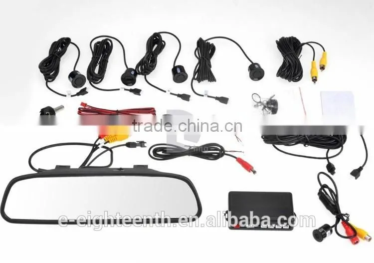 2016 4.3" LCD 4 Parking Sensors Camera Car Rearview Mirror Reverse Radar System