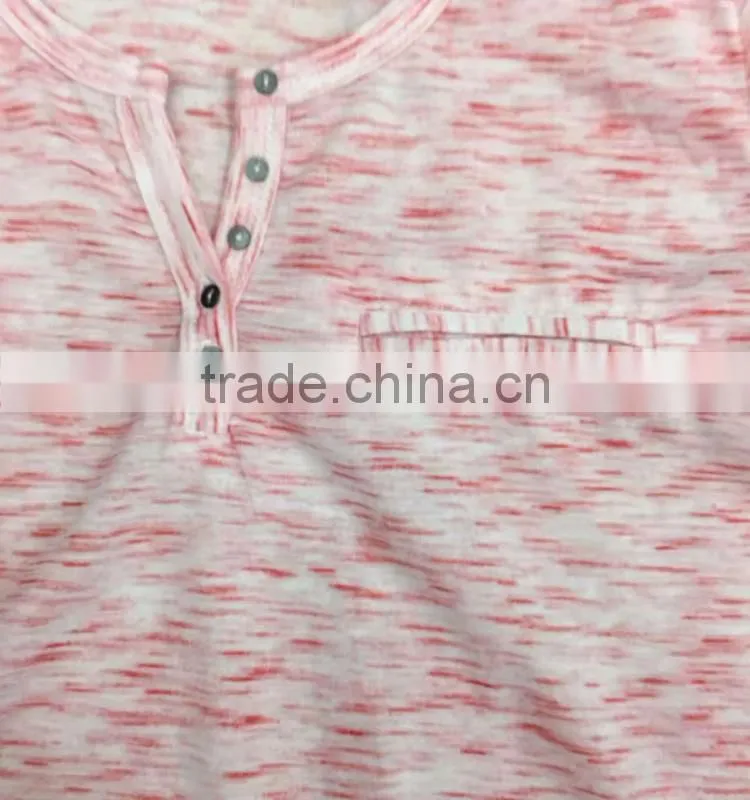Women stock apparel v-neck slub cotton t-shirt