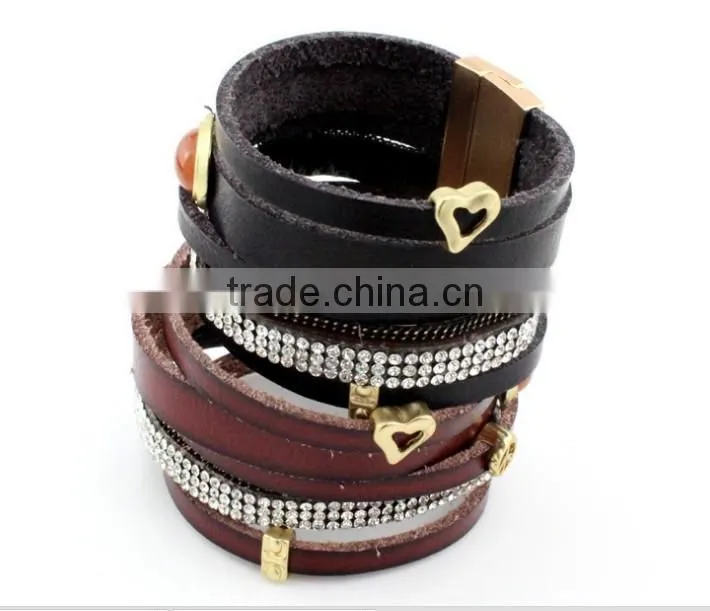 Mens snake leather bracelets,PU leather bracelets,custom logo magnetic bracelet