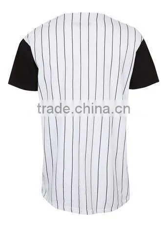 mens cheap white pinstripe union baseball t-shirt -bulk wholesale clothing made in China