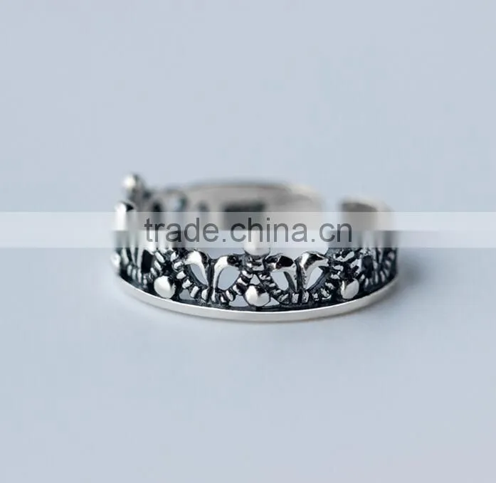 F20059N Silver Retro Crown Ring Fashion Silver Ring