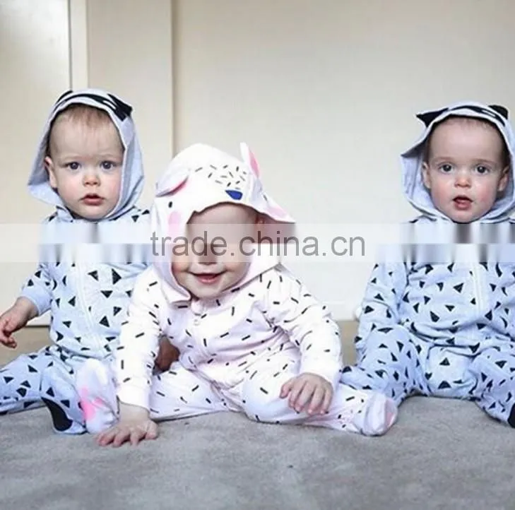 Cute Hooded Romper 100%Cotton Newborn Baby Clothes