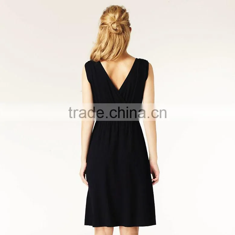 Ladies Black Ruched Wrap Jersey Dress TH107
