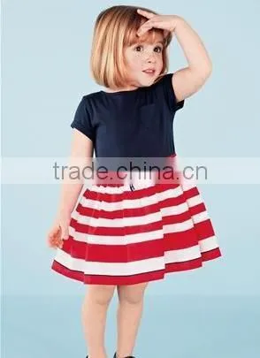 Toddlers Children's Girls Belt Pluz Size Stripe Dress Chevron Dress Newest Matching Wear Hotsale Cotton Summer Peasant Dresses