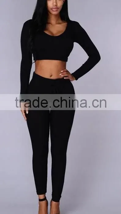 Runwaylover EY2354B Ladies 2017 Sport Suits , Sexy Crop Top And Pants