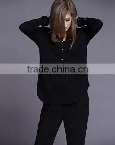 Loose high quality long sleeve cotton jersey t shirt for women