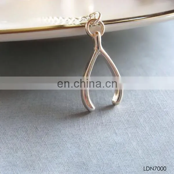 Hot selling meaning love wishing bone gold plated pendant necklace jewelry