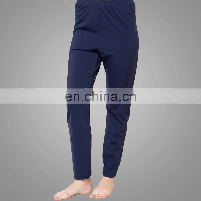 Modest Muslim Women Full Cover Swimwear Navy Embroidered Swimsuit