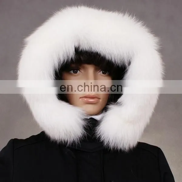 White color real fox fur trimming
