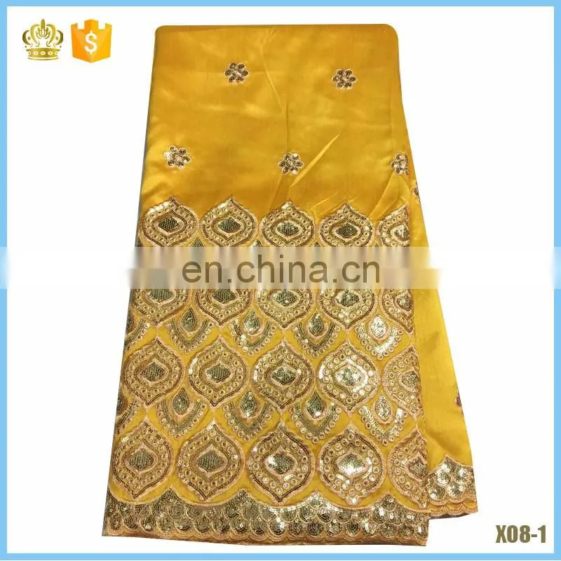 2016 Good Price African George Lace Fabric Top Quality With Sequins for dress F16022517