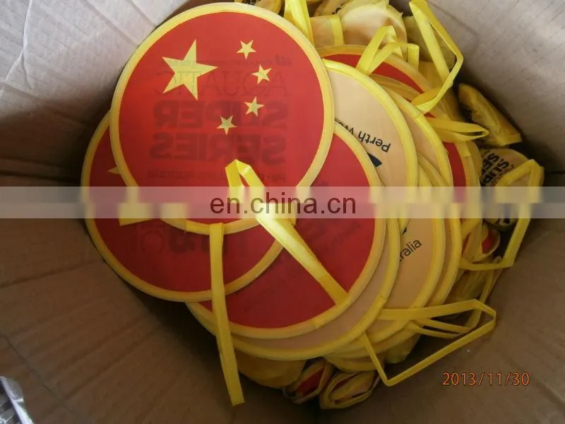 High quality hand shape Cheap customized foldable nylon frisbee fan
