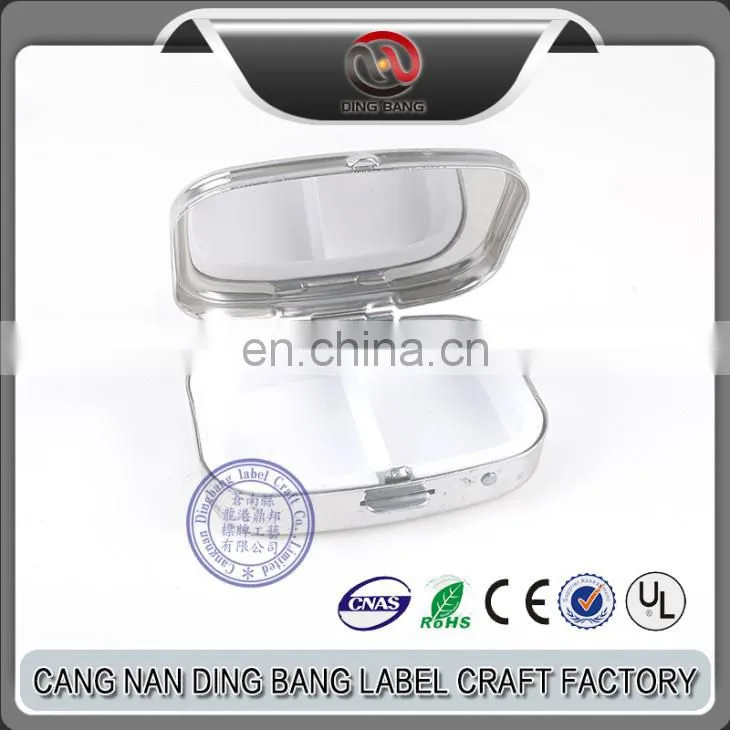 High Quality Cheap Epoxy Type And 2 Space Insert Type Rectangle Shaped Metal Small Pocket Pill Box