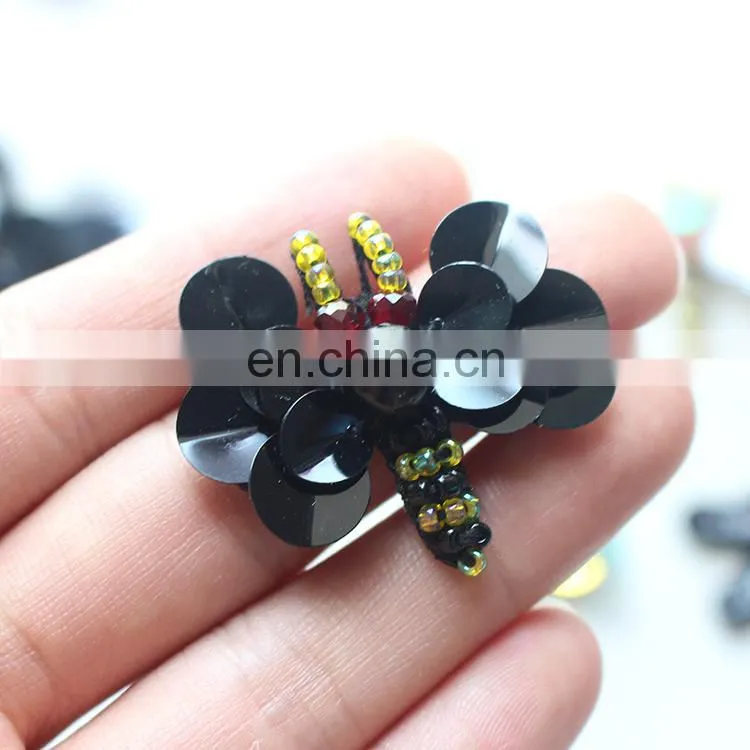 Fashion Custom Handmade Sequin Bee Dragonfly Beaded Patches for Dress