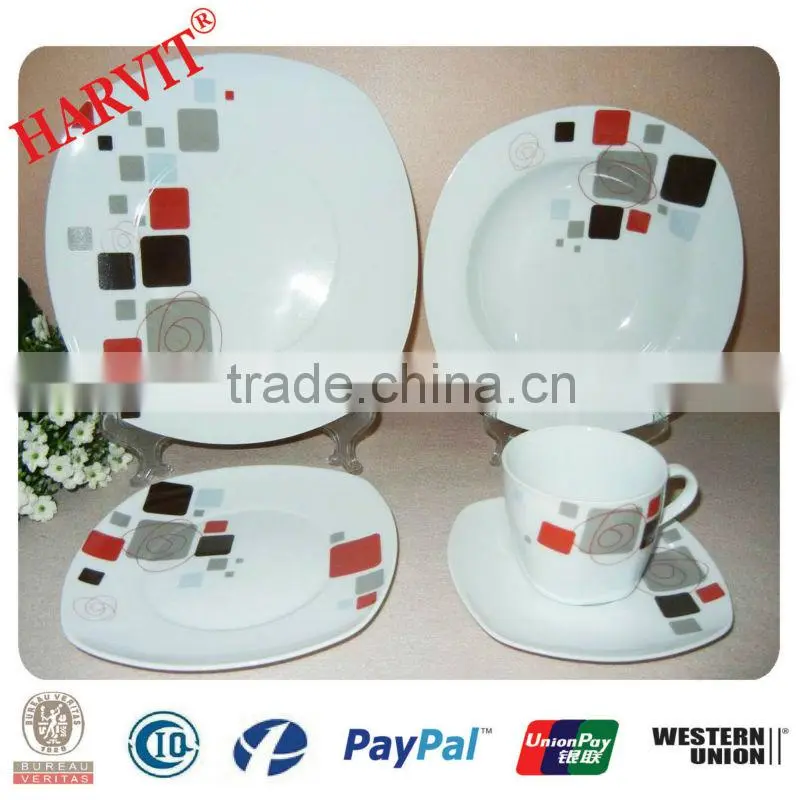 20pcs square shape english porcelain dinner set