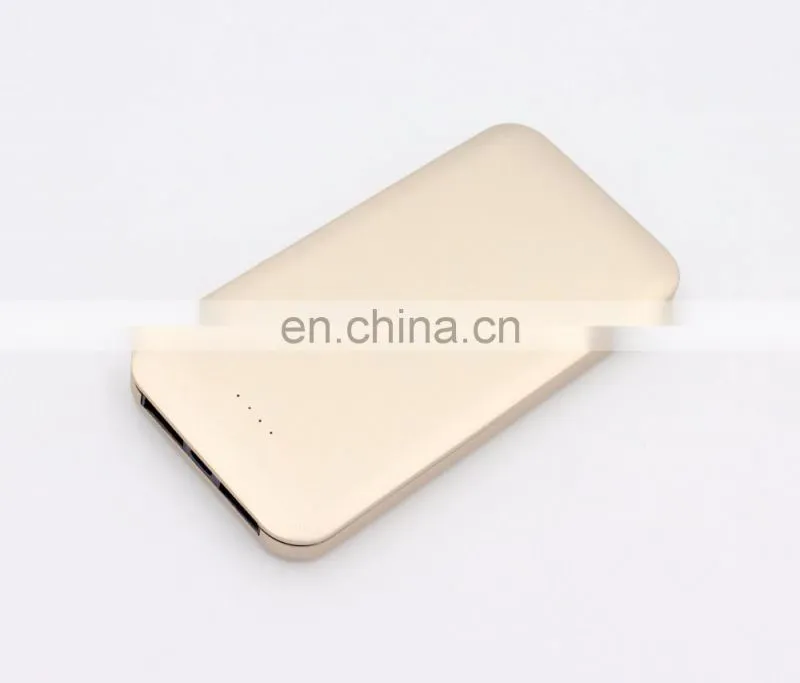 Oem logo print super thin metal power bank 8000mah golden oem color power portable charger